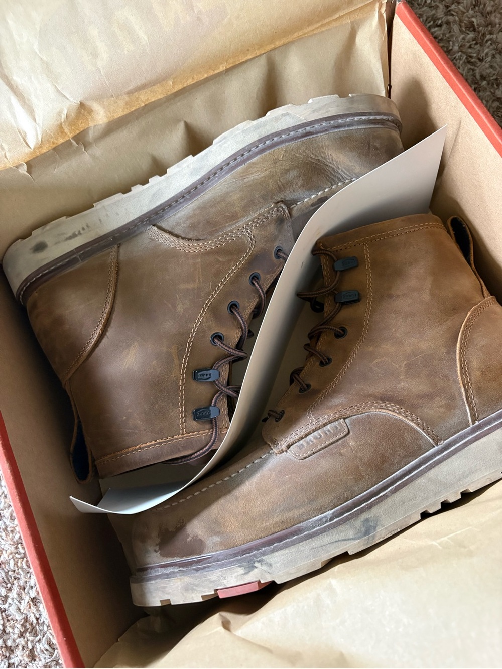 BRUNT Marin Unlined Soft Brown Leather Moc Toe Work Boots - Men's - Picture 8 of 9